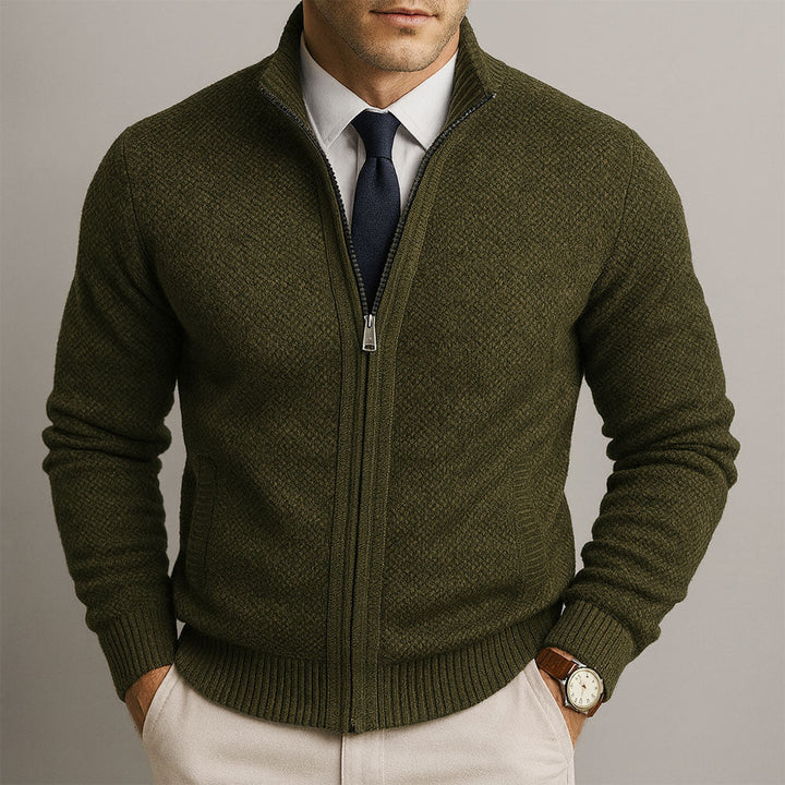 Jake – Cardigan s zipem z merino vlny