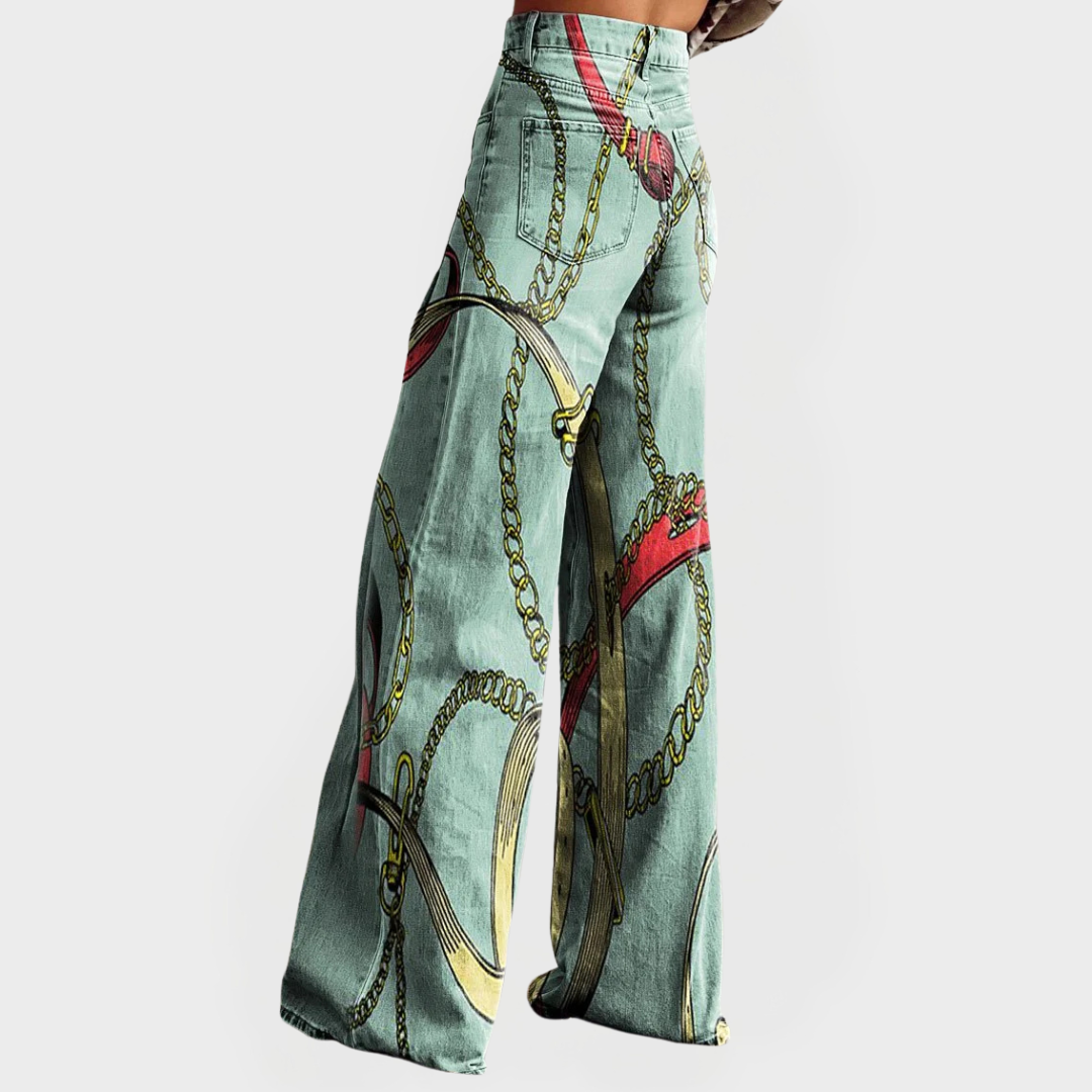 Tereza – Stylové Džíny s Vysokým Pasem a Širokými Nohavicemi