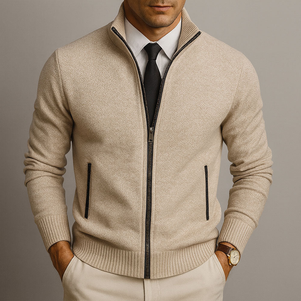 Jake – Cardigan s zipem z merino vlny