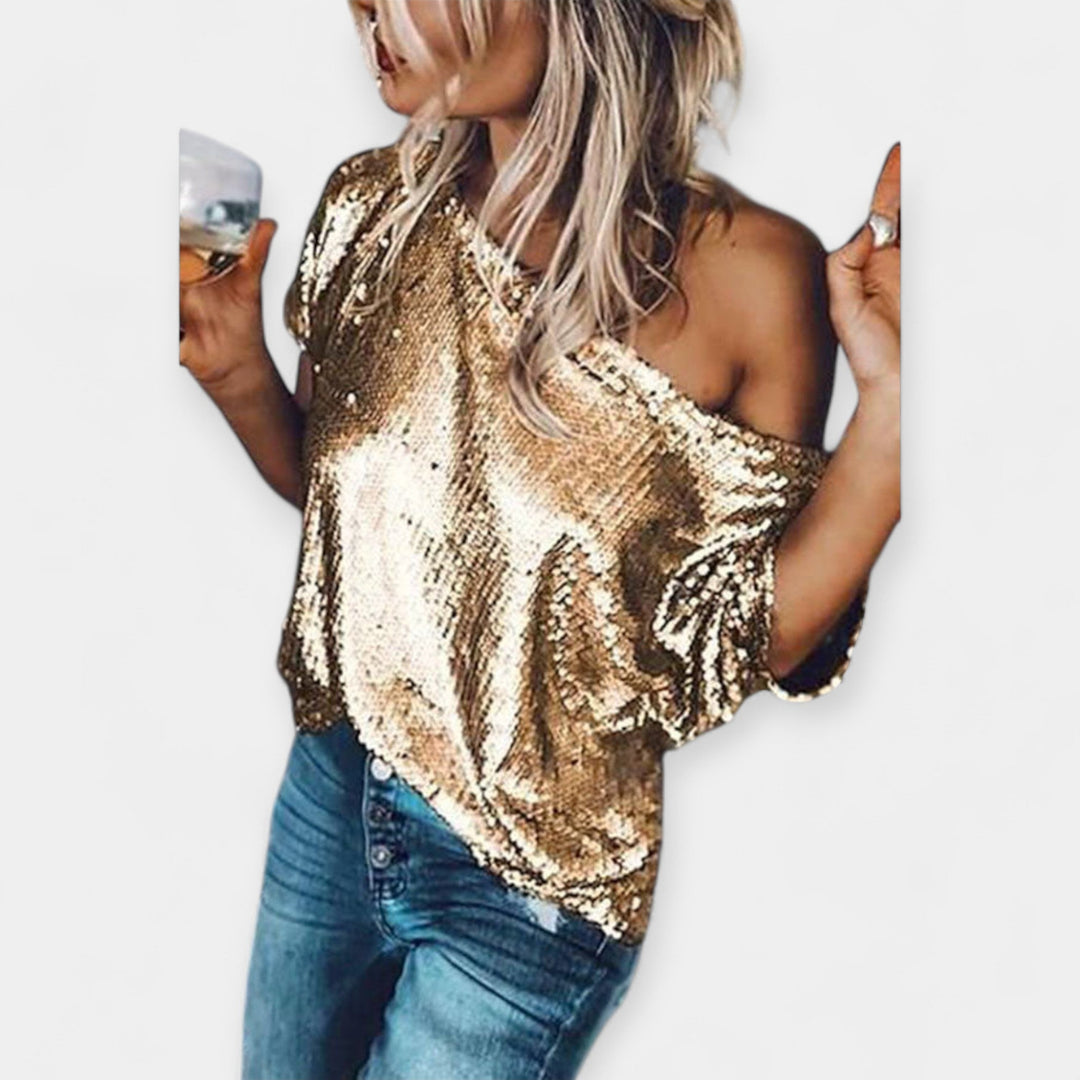 Adéla – Hedvábná Blůza S Lesklými Pailletami