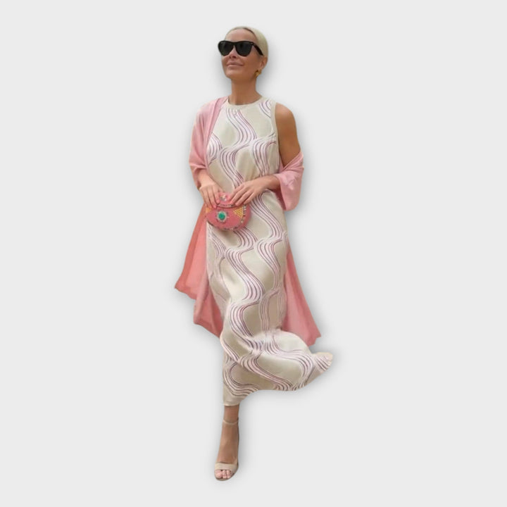 Adéla – Maxi Šaty s Vlnkovým Vzorem