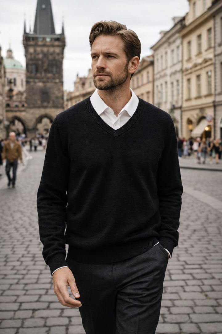 Adam - Kašmírový pulovr s výstřihem do V