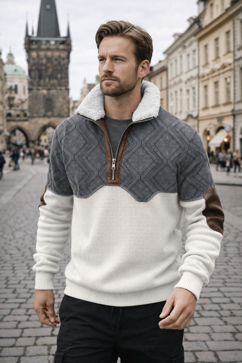 Václav - Svetr s límcem podšitým kožešinou