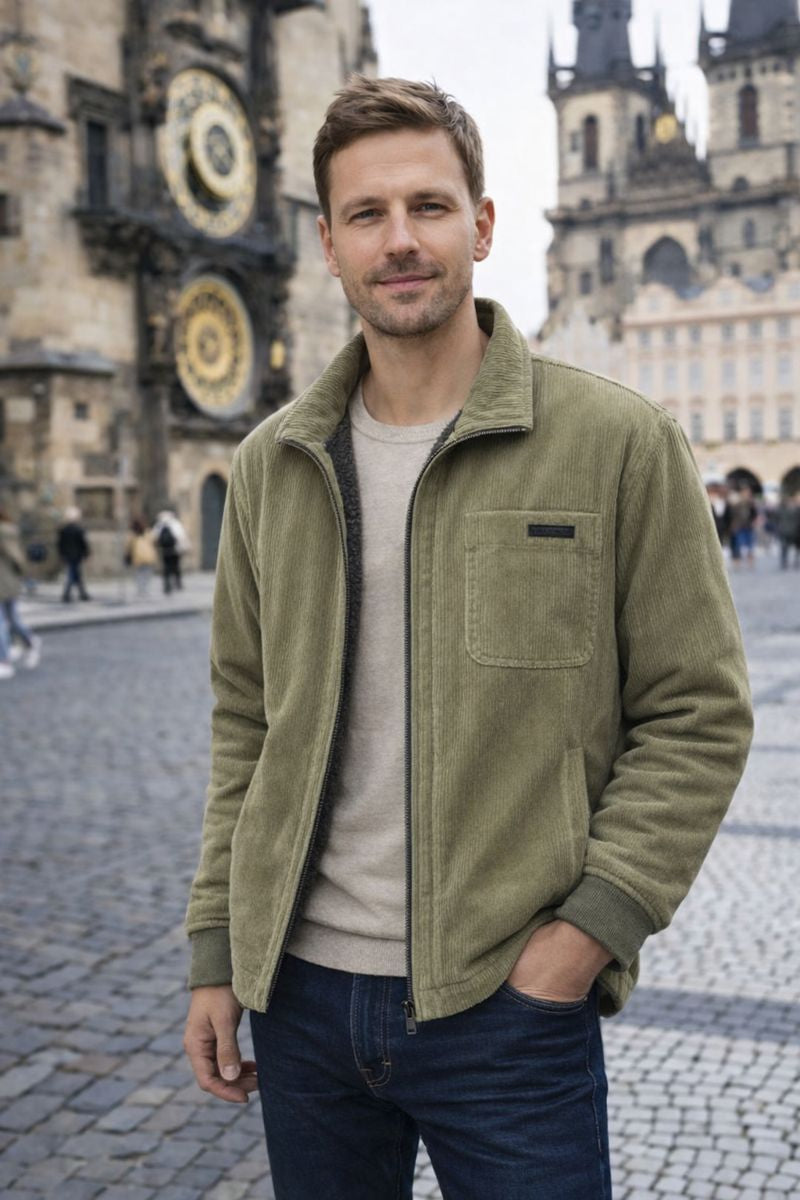 Augustín - Kabát z manšestru s polarovým podšívkou