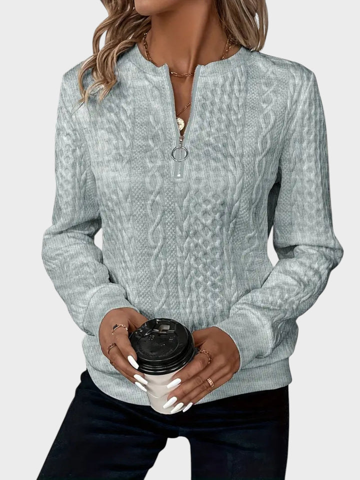 Amalie - Dámský svetr s kabelovým pletením na zip