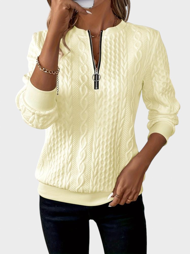 Amalie - Dámský svetr s kabelovým pletením na zip