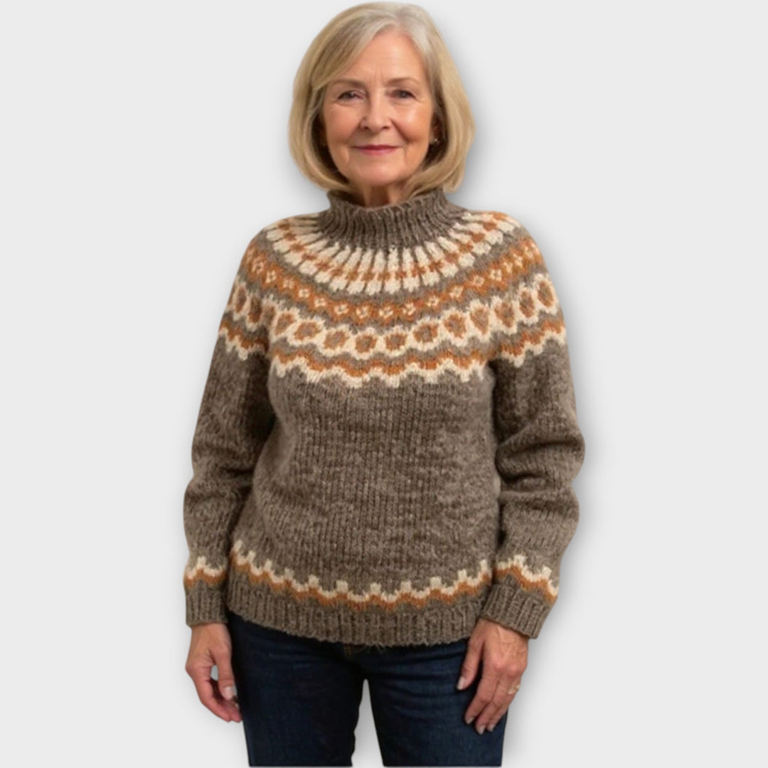 Adéla – Pletený Svetr s Vzorem na Límci