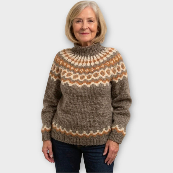 Adéla – Pletený Svetr s Vzorem na Límci