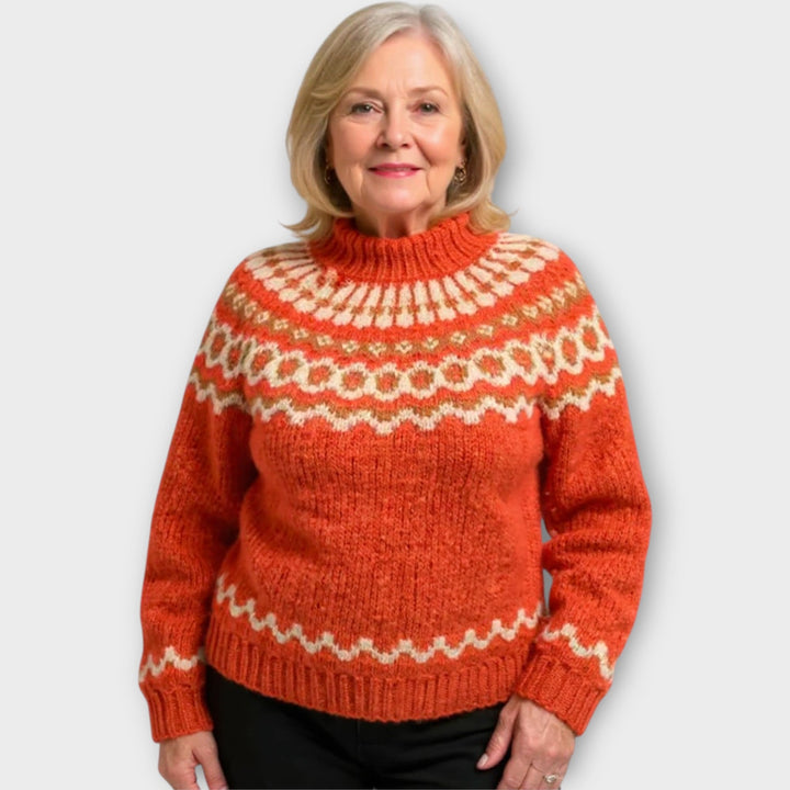 Adéla – Pletený Svetr s Vzorem na Límci