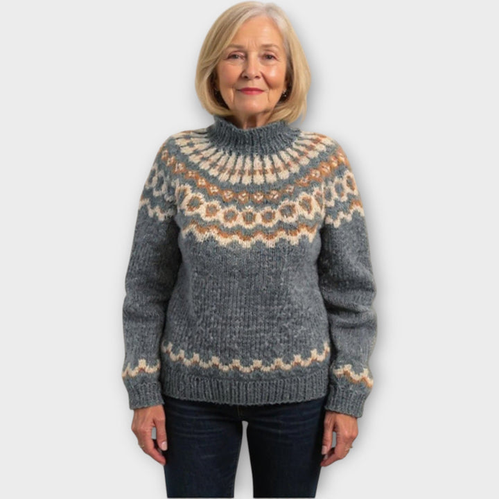 Adéla – Pletený Svetr s Vzorem na Límci